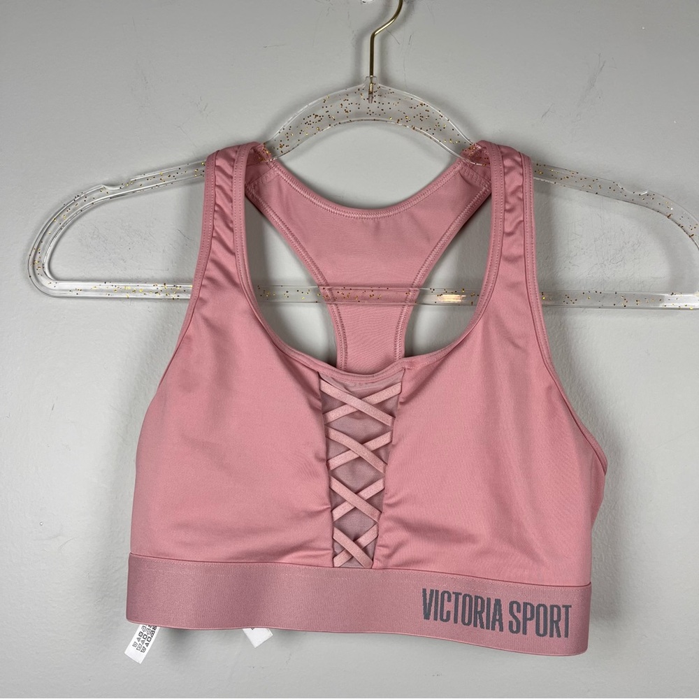 Victoria’s Secret Pink The Player Mesh Criss Cross Sports Bra Coquette Small